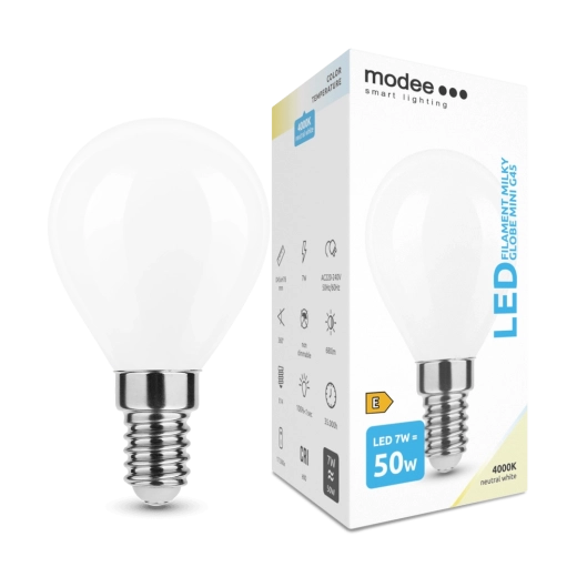 LED-lamp Modee Smart Lighting Filament Milky Globe Mini E14 7 W neutraal wit
