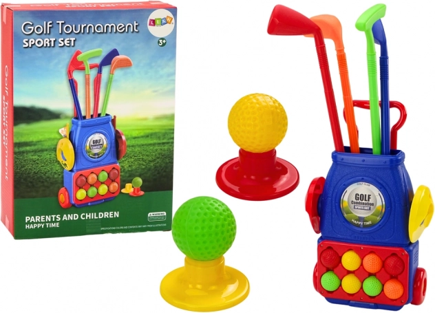 Kinderset voor minigolf met trolley op wieltjes