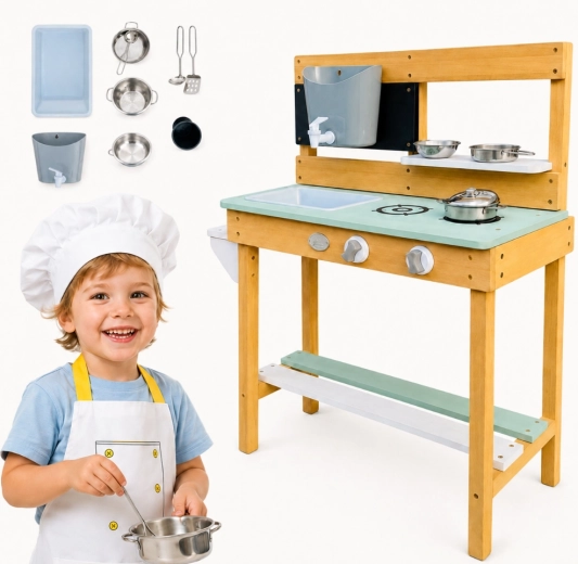 AXI grote houten buitenkeuken met watertank en accessoires
