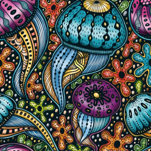 Vierkante puzzel Q Life Kleurrijke kwallen 72 stukjes