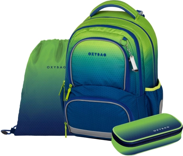 Schoolset Oxybag OXY NEXT Ombre Green – rugzak, etui en gymzak