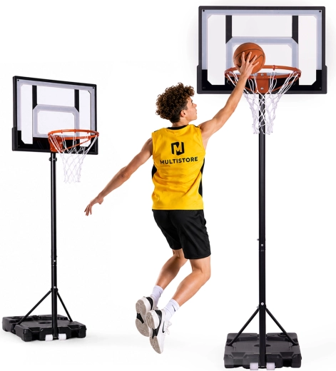 Movepre vrijstaande verstelbare basketbalpaal met bord tot 210 cm