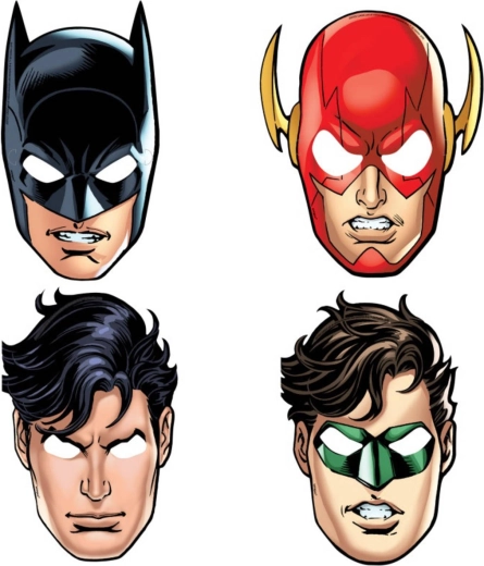 Feestmaskers voor het gezicht Justice League – set 8 stuks