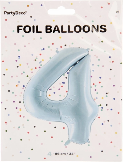 Folieballon cijfer 4 blauw 86 cm