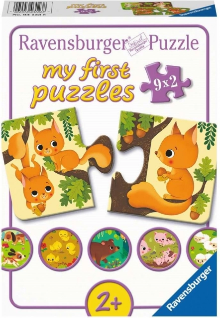 RAVENSBURGER Mijn eerste puzzel – dieren en hun jongen, 9×2 stukjes