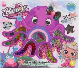 Plastic kralen in een doosje met octopusmotief