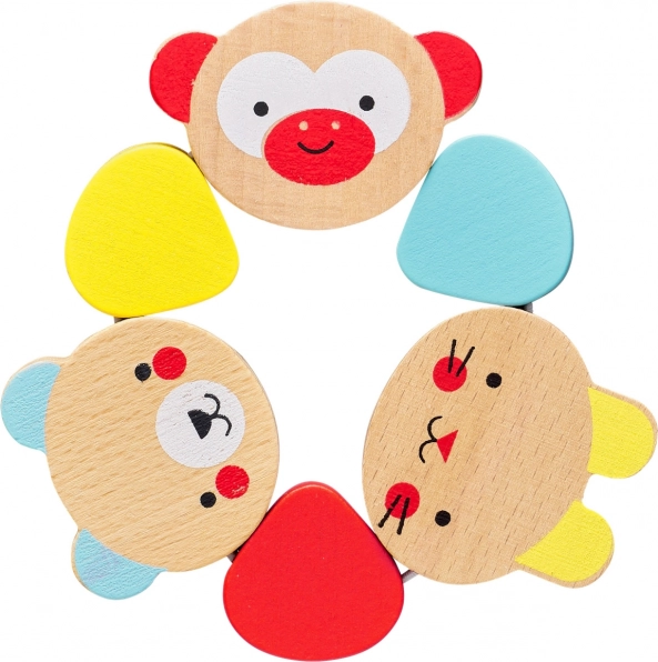 Houten bijtring met diertjes voor kinderen