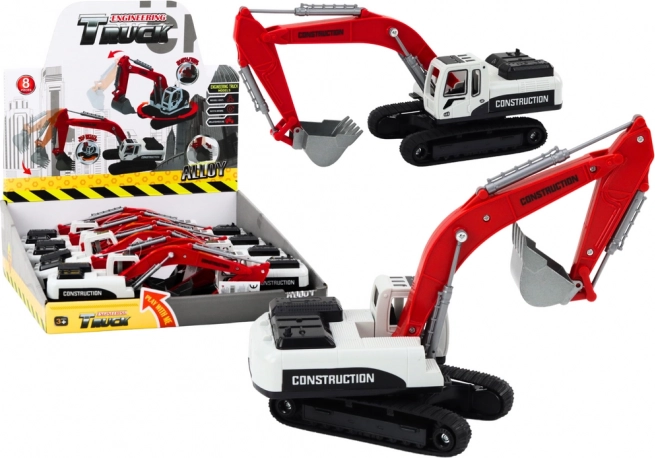 Metalen rood-wit rupsbandgraafmachine