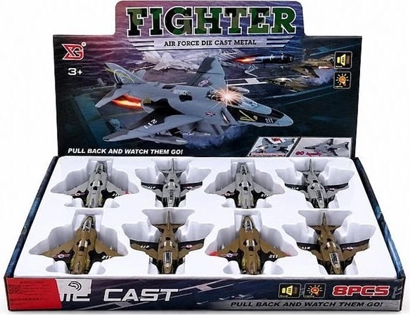 Militair vliegtuig 15 cm met licht en geluid - 1 stuk