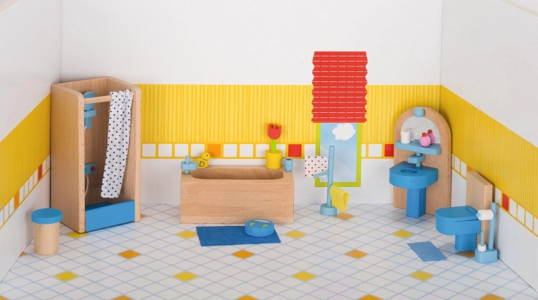 Goki badkamermeubels voor poppenhuis – badkamer met accessoires