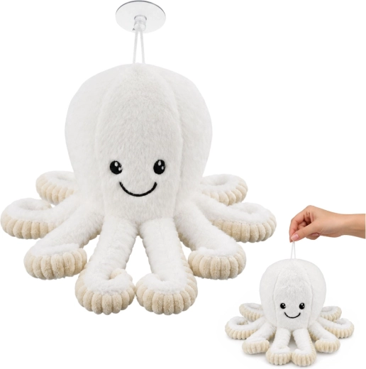 Pluchen octopus met zuignap wit 16 cm - 1 stuk