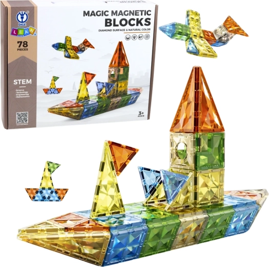 Magnetische bouwstenen 3D, kleurrijk, 78 stuks