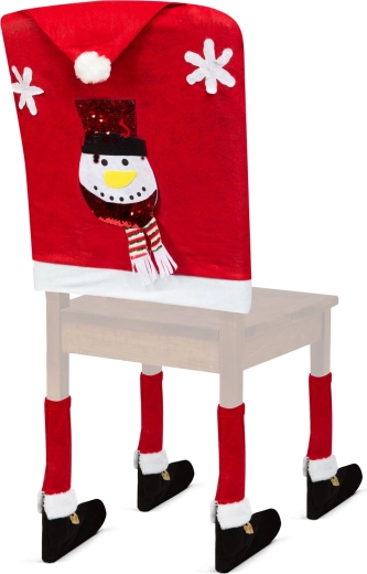 Kerstdecoratie voor stoel sneeuwpop 50 × 60 cm rood-wit