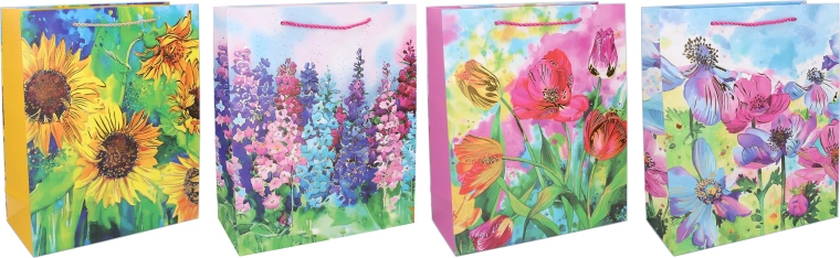 Cadeautas L 31 × 42 × 12 cm – bloemenmotief, mix varianten