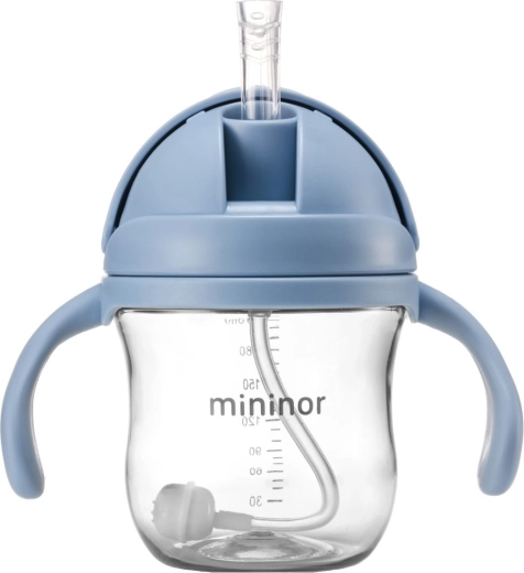 Mininor fles met rietje tritan sky blue - 1 stuk