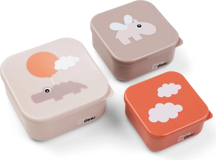 Done by Deer set snackdoosjes Happy clouds roze (3 stuks)