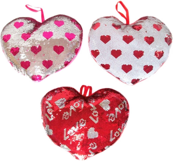 Pluchen hart met pailletten 30 cm - 1 stuk