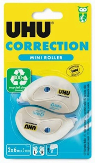 UHU Correction Roller Mini correctietape 5 mm × 6 m, 2 stuks