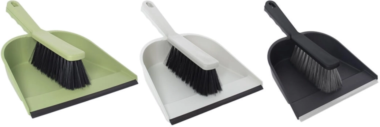 Handveger en stofblik met rubberen rand – plastic set, mix van kleuren