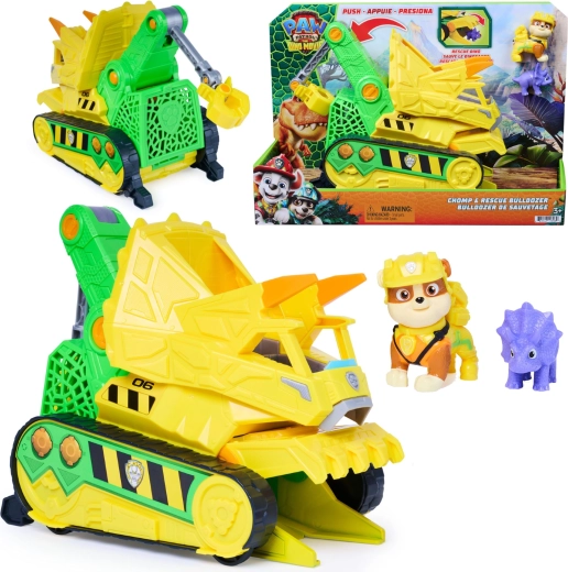 Spin Master Paw Patrol in de film – dino-redding: Rubble’s bulldozer Chomp & Rescue 23 cm met figuren
