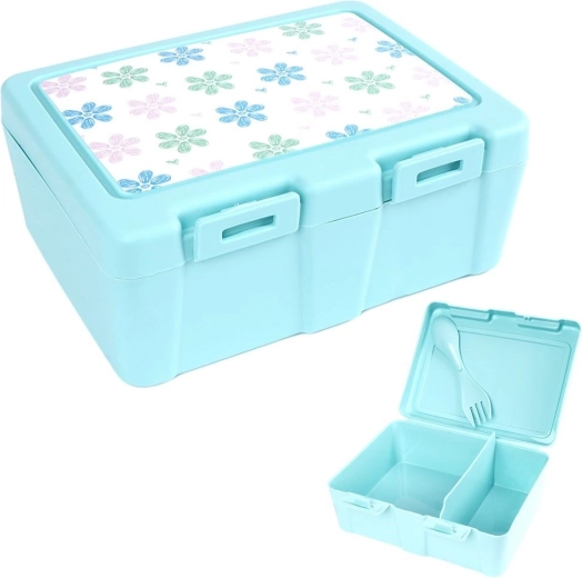 Lunchbox met 2 vakken en spork, 1 l