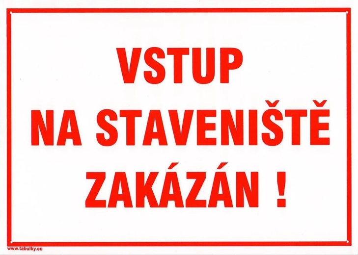 Veiligheidsbord – toegang tot de bouwplaats verboden, A4 plastic 210 × 297 mm