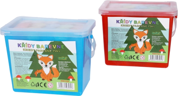 Gekleurde stoepkrijtjes in emmer – 15 stuks