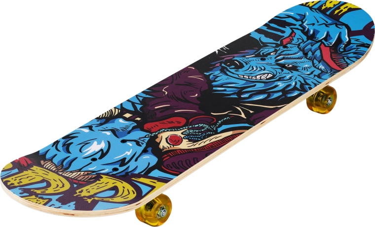 Skateboard Street Wolf 31" – blauwe wolf graffiti