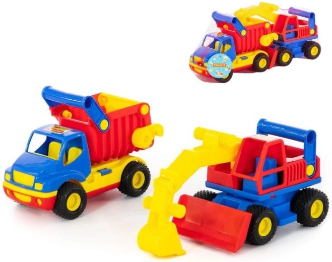 Kiepwagen en graafmachine ConsTruck – set van 2 stuks