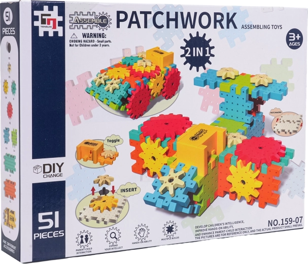 Creatieve educatieve STEAM-bouwset met tandwielen, 51 onderdelen