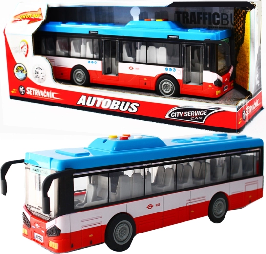 Stadsbus met vliegwiel met licht en geluid – rood