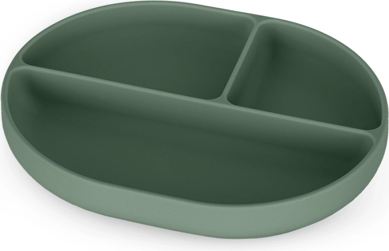Siliconen ovale vakverdeelbord met zuignap Petite&Mars Take&Match misty green