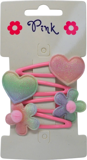 Haarspeldjes voor meisjes – bloem en hart, set van 4 stuks