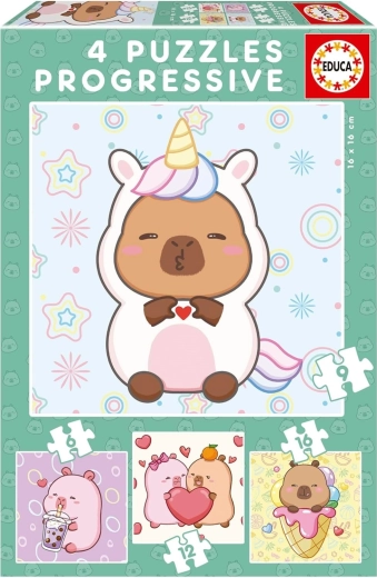 Puzzle EDUCA CapyFun 4-in-1 (6, 9, 12, 16 stukjes)