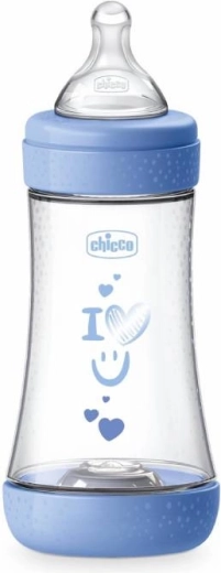 Babyfles CHICCO Perfect5, siliconen speen, 240 ml, blauw