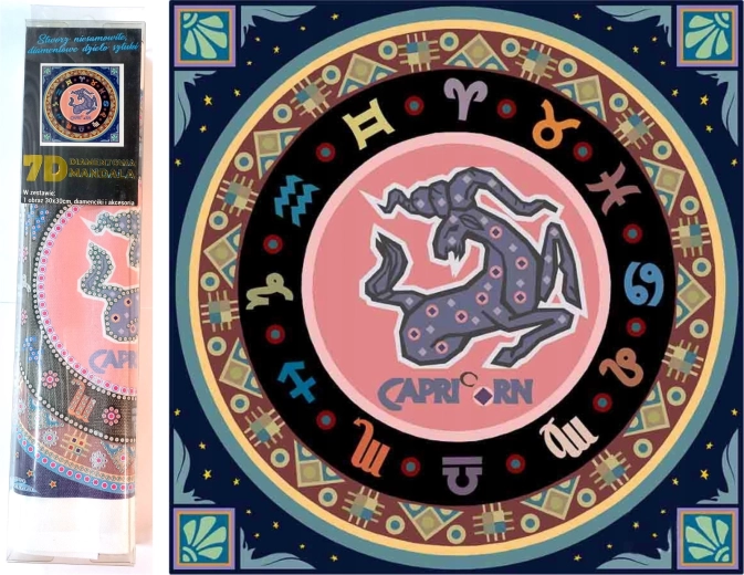 Diamantschilderen 7D – sterrenbeeld Steenbok 30 × 30 cm