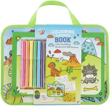 Kleur- en activiteitenpakket met dinosaurussen in etui met rits