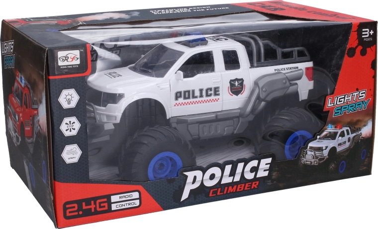 RC terrein-politieauto met licht- en rookeffecten 41,5 cm - 1 stuk