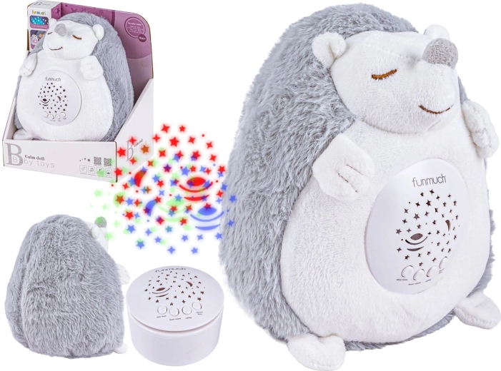 Pluchen egel met projector, witte ruis en slaapliedjes