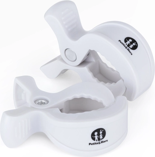 Kinderwagenklemmen PETITE & MARS Peg, wit, 2 stuks
