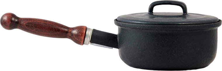 Geëmailleerd steelpannetje met deksel 16 cm, 1,25 l met afneembare handgreep