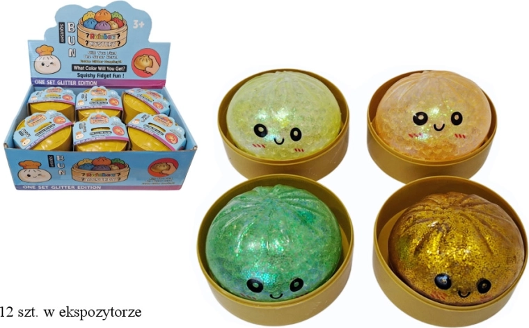 Antistress knijpfiguur dumpling met glitters