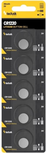 Technik Platinum lithium knoopcelbatterij CR1220 3V – verpakking 5 stuks