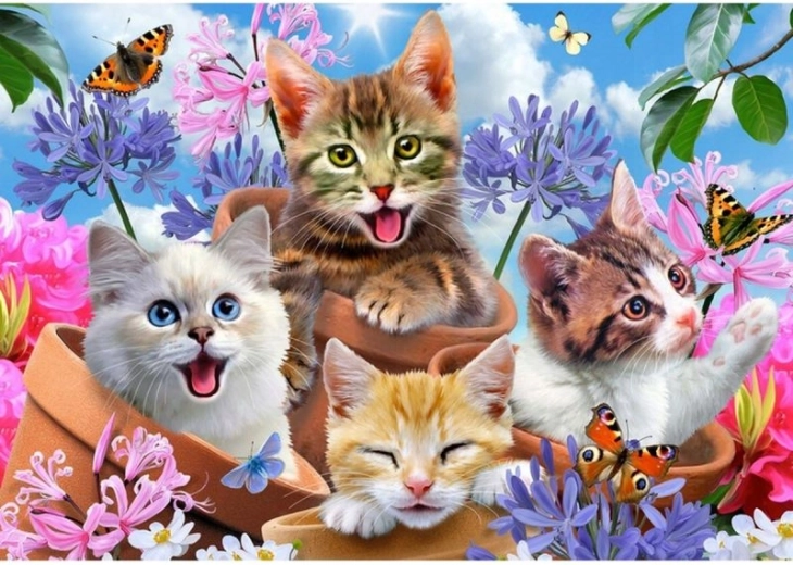 Diamantborduren (diamond painting) 4 kittens 40 × 30 cm - 1 stuk