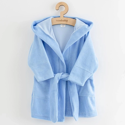 Kinderbadjas van badstof met capuchon New Baby, blauw, maat 80/86