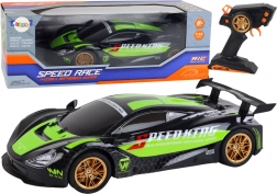 rc sportwagen 1:10 groen‑zwart met LED en 2,4 GHz