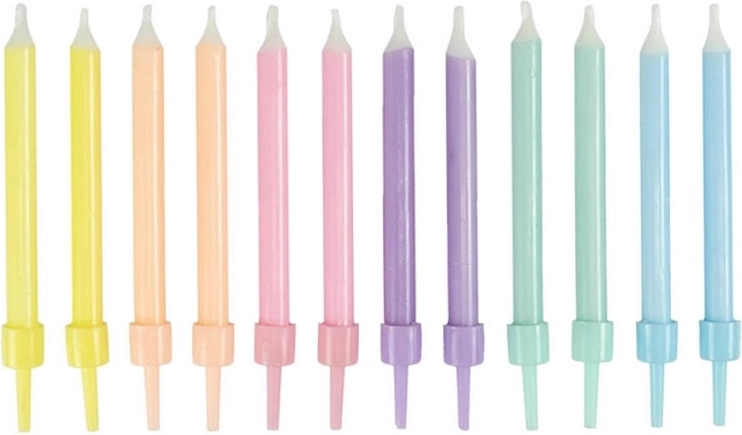 Pastelkleurige verjaardagskaarsjes 12 stuks 6 cm