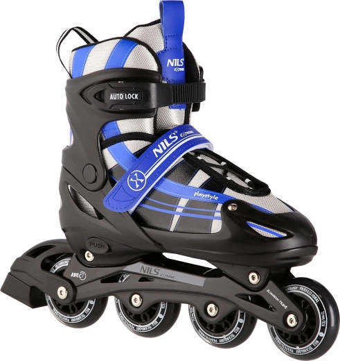 Verstelbare kinderrolschaatsen 2-in-1 NILS Extreme zwart-blauw – M (35-38)
