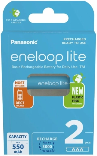 Panasonic eneloop lite AAA oplaadbare batterijen 550 mAh, 2 stuks