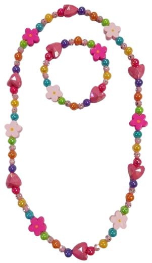Kinder sieradenset hartjes en bloemetjes